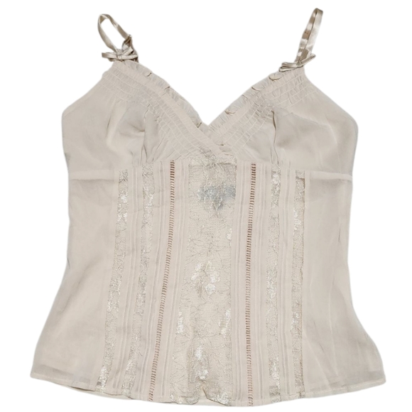 Bebe Vintage Silk Lined Lace Babydoll Top - Picture 5 of 7